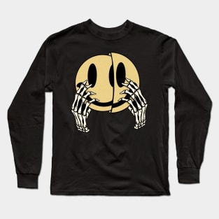 Smiley Skull Hand | Smiling Emoji Face | Skeleton Smiling Face Long Sleeve T-Shirt